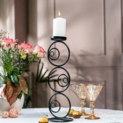 Подсвечник настольный кованый под одну свечу черный 607-15-B - фото 72465