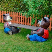 Скамейка декоративная Мишки с бочонками для детской площадки длина 170см U07591 - фото 72478