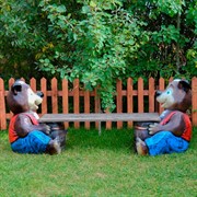 Скамейка декоративная Мишки с бочонками для детской площадки длина 170см U07591 - фото 72480