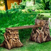 Скамейка декоративная Пень слушатель для сада стеклопластик длина 170см U08102 - фото 72481