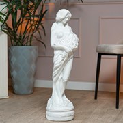 Скульптура декоративная Девушка с цветами белая матовая высота 77см F03003-WM - фото 72762