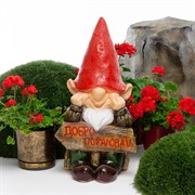 Фигура декоративная Гном Добро пожаловать для сада и дома высота 65см F08370 - фото 72978