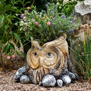 Кашпо декоративное Пень с совой высота 37 см - фото 72980