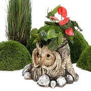 Кашпо декоративное Пень с совой высота 37 см - фото 72981