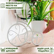 Подставка для цветов на подоконник Велосипед под два кашпо 41-041W - фото 72995