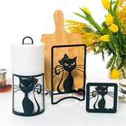 Комплект кухонных аксессуаров Кошка с бантом 300-207B (салфетница+для бум. полотенец+для досок) - фото 72999