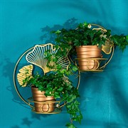 Подставка настенная для цветов Гинкго золотая металл 15-109G - фото 73006