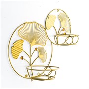 Подставка настенная для цветов Гинкго золотая металл 15-109G - фото 73007