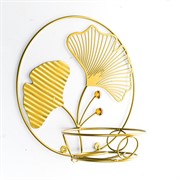 Подставка настенная на 1 цветок Гинкго металл золотая 15-113G - фото 73011