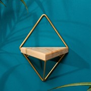 Подставка настенная Лофт 1 полка металл и дерево длина 35см золото 66-501-G - фото 73015