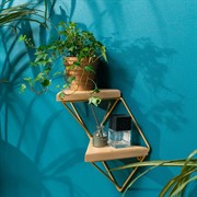 Подставка настенная Лофт 2 полки металл+дерево длина 37см золото 66-502-G - фото 73019