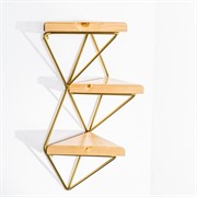 Подставка Лофт кованая 3 полки металл+дерево длина 54см золото 66-503-G - фото 73024