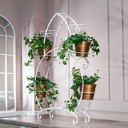 Подставка для цветов на подоконник Бабочки на 12 кашпо белая металл 41-918W - фото 73026