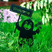 Фигура садовая Крот с табличкой Добро пожаловать металл 801-213B - фото 73743