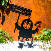 Фигура садовая Крот с табличкой Добро пожаловать металл 801-213B - фото 73744