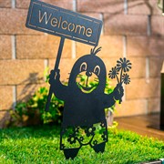 Фигура садовая Крот с табличкой Добро пожаловать металл 801-213B - фото 73745