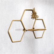 Подставка настенная на 1 цветок Соты металл золото 15-125G - фото 73768