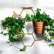 Подставка настенная на 3 цветка металл золото 15-124G - фото 73770