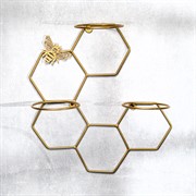 Подставка настенная на 3 цветка металл золото 15-124G - фото 73772