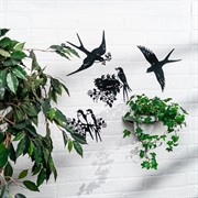 Декор настенный для сада Ласточка с цветком металл 801-312B - фото 74517