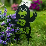 Фигура садовая Крот с гитарой штекер металл 41см 801-212B - фото 74523