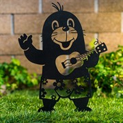 Фигура садовая Крот с гитарой штекер металл 41см 801-212B - фото 74524