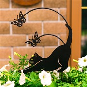 Шпалера для растений металл Кошка с бабочками 50см 202-052B - фото 74644