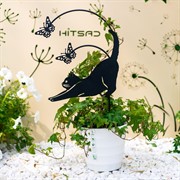 Шпалера для растений металл Кошка с бабочками 50см 202-052B - фото 74645