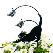 Шпалера для растений металл Кошка с бабочками 50см 202-052B - фото 74646