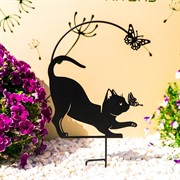 Шпалера для растений 52см металл Кошка с бабочками 202-053B - фото 74648