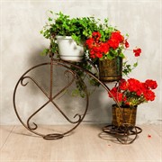 Подставка напольная для цветов Велосипед на 3 цветка кованая высота 69см 25-004 - фото 74801