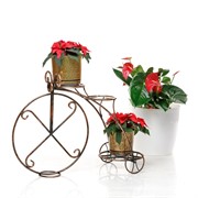 Подставка напольная для цветов Велосипед на 3 цветка кованая высота 69см 25-004 - фото 74805
