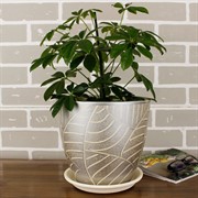 Набор горшков РОСПИСЬ бутон листья серый 4шт - фото 74814