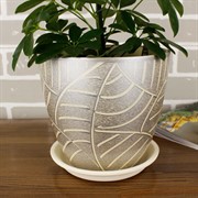 Набор горшков РОСПИСЬ бутон листья серый 4шт - фото 74815