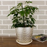 Набор горшков РОСПИСЬ бутон листья серый 4шт - фото 74816