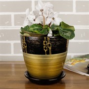 Набор горшков РОСПИСЬ бутон ритм бронза 4шт - фото 74823