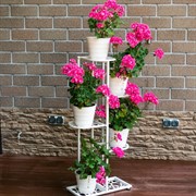 Подставка напольная для цветов на 6 горшков белая металл высота 98см 401-032W - фото 74860