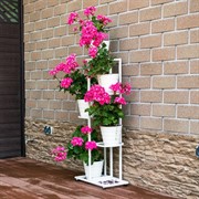 Подставка напольная для цветов на 6 горшков белая металл высота 98см 401-032W - фото 74861