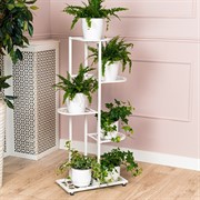 Подставка напольная для цветов на 6 горшков белая металл высота 98см 401-032W - фото 74864