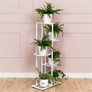 Подставка напольная для цветов на 6 горшков белая металл высота 98см 401-032W - фото 74865