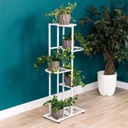 Подставка напольная для цветов на 6 горшков белая металл высота 98см 401-032W - фото 74869