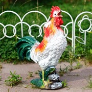 Фигура садовая Петух на камне высота 50см полистоун F07781 - фото 74887