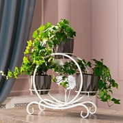 Подставка для цветов на подоконник на 4 кашпо металл белая 41-004W - фото 74950