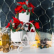 Подставка на подоконник на 4 цветка белая металлическая 41-018W - фото 74957