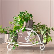 Подставка на подоконник для цветов 3 кашпо металл белая 41-014W - фото 74960