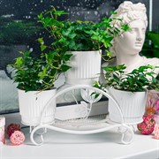 Подставка на подоконник для цветов 3 кашпо металл белая 41-014W - фото 74961