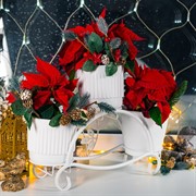 Подставка на подоконник для цветов 3 кашпо металл белая 41-014W - фото 74962