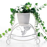 Подставка на подоконник для цветов 3 кашпо металл белая 41-014W - фото 74964