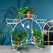 Подставка для цветов на подоконник под 5 кашпо белая металл 14-915W - фото 74980