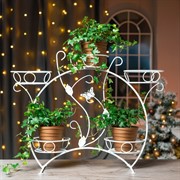 Подставка для цветов на подоконник под 5 кашпо белая металл 14-915W - фото 74981